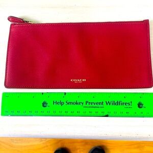 Coach leather zipper pouch. Red